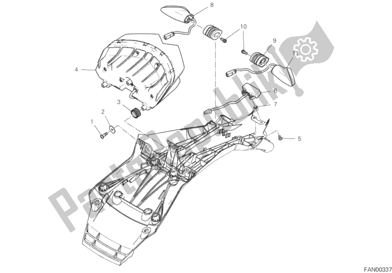 All parts for the Taillight of the Ducati Multistrada 1260 ABS 2020
